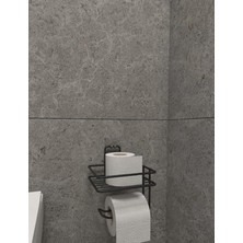 Die Grup Mat Siyah Ahşap Banyo Rafı, Paslanmaya Dayanıklı Tasarım