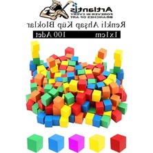 Die Grup Eğitici Ahşap Küp Blok Seti, 1X1X1 cm Boyutunda 100 Adet Renkli Küp