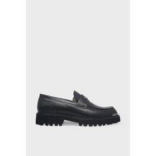 Tamer Tanca Erkek Kemer Detaylı Deri Loafer Siyah TT18328855