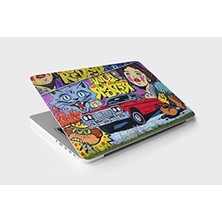 Die Grup Kırmızı Araba Temalı Laptop Sticker, Notebook Kaplama Etiketi