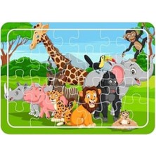Die Grup 24 Parça Ahşap Puzzle Seti - Sevimli Hayvanlar Temalı
