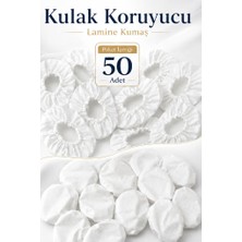 White Guard Tek Kullanımlık Su Geçirmez Kulak Koruyucu 50 Adet Lamine Kumaş Duş Saç Boyama Bebek Hasta Banyosu Kulak Bonesi