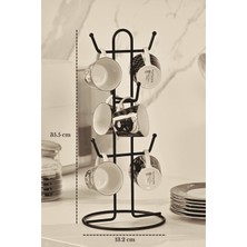 Edora Home Mat Siyah 6 Bölmeli Bardak Askılığı Kupa Fincan Düzenleyici Tezgah Üstü Paslanmaz Metal