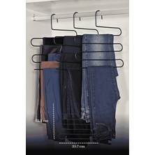 Edora Home 5'li Mat Siyah 5 Katlı Pantolon Askılığı Dolap İçi Elbise Şal Eşarp Askılık Paslanmaz Metal