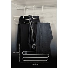 Edora Home 5'li Bej 3 Katlı Pantolon Askılığı Dolap İçi Elbise Şal Eşarp Askılık Paslanmaz Metal