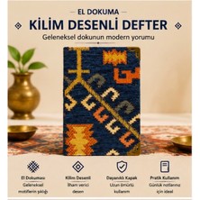 Geleneksel Kilim Desenli Kumaş Kapaklı Not Defteri – Çizgisiz 10X14 cm