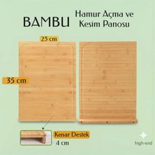 Go İthalat Bambu Tezgah Üstü Kenar Destekli Büyük Boy Hamur Açma Kesme Tahtası 25x35 cm.
