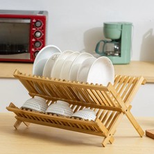 Go İthalat Ahşap Bambu Tezgah Üstü Lüx Tabaklık Bulaşıklık 46x33 cm.