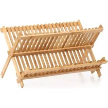 Go İthalat Bambu Ahşap Katlanabilir Tezgah Üstü Lüx Tabaklık Bulaşıklık 46x33 cm.