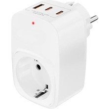 Die Grup Tekli Duvar Prizi, 1x Usb, 2x Type-C, 3680W Güç, Isıya Dayanıklı Beyaz