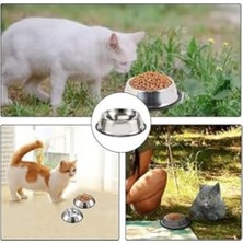 Die Grup Paslanmaz Çelik Kedi Mama ve Su Kabı, Köpek Çelik Mama Kabı, Kaymaz Lastikli Taban, Dayanıklı Besleme Tası, Kolay Temizlenebilir, 8 OZ/250 ml (2 Adet) (2 Adet 16 Cm)