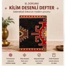 Geleneksel Kilim Desenli Kumaş Kapaklı Not Defteri – Çizgisiz 10X14 cm