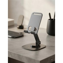 Acl Aura Akse Metalik 360 Derece Dönebilen Katlanabilir Teleskopik Masaüstü Telefon ve Tablet Tutucu Stand