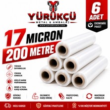 6 Adet Palet Streç Film 17 Mikron 200 Metre x 50 cm