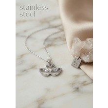 Stainless Steel 316L Çelik Zincir Gümüş Renk Kuğu Model Kolye