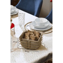 Edora Home Mat Gold Oval Köşeli Kare Ekmek Sepeti Ekmeklik Sunum Sepeti Makrome Çok Amaçlı Paslanmaz Metal