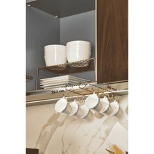 Edora Home Mat Gold 10 Kancalı Bardak Askılığı Raf Altı Kupa Fincan Düzenleyici Paslanmaz Metal