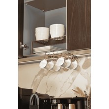 Edora Home Rose 10 Kancalı Bardak Askılığı Raf Altı Kupa Fincan Düzenleyici Paslanmaz Metal