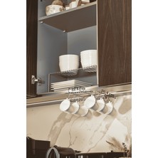 Edora Home Mat Gümüş 10 Kancalı Bardak Askılığı Raf Altı Kupa Fincan Düzenleyici Paslanmaz Metal