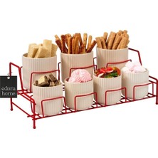 Edora Home Kırmızı 7 Bölmeli Kapaklı Düzenleyici Tezgah Üstü Mutfak Organizer Paslanmaz Metal