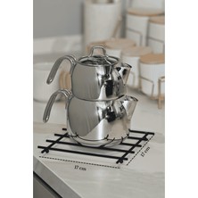 Edora Home Siyah Yanmaz Nihale Tencere Altlığı Tezgah Üstü Altlık Paslanmaz Metal