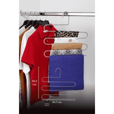 Edora Home 10'lu Mat Gümüş 5 Katlı Pantolon Askılığı Dolap İçi Elbise Şal Eşarp Askılık Paslanmaz Metal