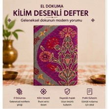 Geleneksel Kilim Desenli Kumaş Kapaklı Not Defteri – Çizgili 10X14 cm