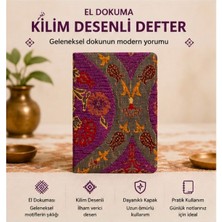 Geleneksel Kilim Desenli Kumaş Kapaklı Not Defteri – Çizgili 10X14 cm