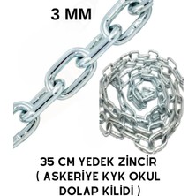 Kyk Yurt - Spor Salonu - Dolap Zincir 3mm Yedek Galvaniz Zincir 35 cm