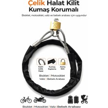 Çelik Halat Kilit Kumaş Korumalı – Bisiklet, Motosiklet ve Valiz Güvenlik Kilidi, Bisiklet Kilidi