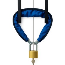 Mavi Deri Kılıflı 1 Kalite Zincirli Kilit Yurt Spor Salonu Dolap Kilidi Dayanıklı Asma Kilit 32 cm