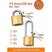 2’li Asma Kilit Seti Kısa ve Uzun Kancalı – Dolap, Valiz, Bavul, Yurt ve Asker Kilidi