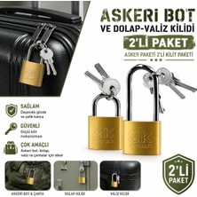 Askeri Bot Kilidi, Dolap Kilidi ve Valiz Kilidi 2'li Paket Dayanıklı Pirinç Asma Kilit Anahtarlı Güvenlik Kilit Seti