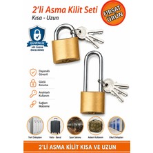 2’li Asma Kilit Kısa Uzun Kanca – Öğrenci Yurt Dolabı, Bavul, Valiz ve Asker Kilidi
