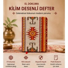 Geleneksel Kilim Desenli Kumaş Kapaklı Not Defteri – Çizgisiz 10X14 cm