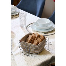 Edora Home Mat Gümüş Oval Köşeli Kare Ekmek Sepeti Ekmeklik Sunum Sepeti Makrome Çok Amaçlı Paslanmaz Metal