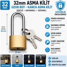 32MMASMA Kilit Uzun Boy - Kanca Asma Kilit Valiz Kilidi Yurt Kilidi Öğrenci Kilidi