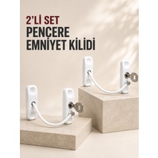 AyrStore 2’li Set Pencere Güvenlik Kilidi Anahtarlı Kablolu Çocuk Emniyet Kilidi Beyaz