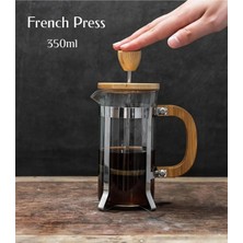 Go İthalat Metal Kafes Bambu Sap Bambu Kapak Cam Bitki Süzgeçi French Press  350 Ml.