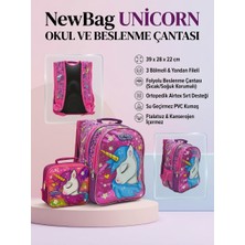 New Bags Newbag Kız Unicorn Okul ve Folyolu Beslenme Çantası (Yeni Sezon)