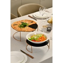 Edora Home 2'li Rose Büyük Boy Metal Sunumluk İkramlık Servis Tabağı Siyah Pleksi