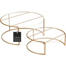 Edora Home 2'li Rose Büyük Boy Metal Sunumluk İkramlık Servis Tabağı Şeffaf Pleksi