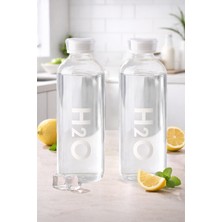 H2O Borosilikat Cam Matara Suluk 1 Litre x 2 Adet