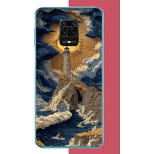 Aksesuarist Redmi Note 9 Pro-9s Uyumlu Mavi Bulutlu Deniz Feneri Baskılı Silikon Kılıf