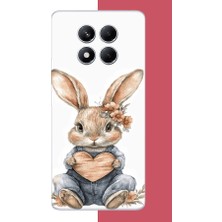 Aksesuarist Redmi Note 14 Pro Plus Uyumlu Çiçek Tokalı Tavşan Baskılı Silikon Kılıf