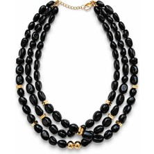 Venüs Design Çelik 3lü Onyx Taşı Kolye