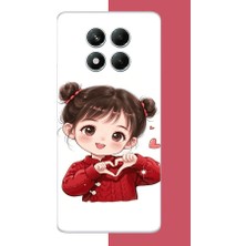 Aksesuarist Redmi Note 14 Pro 5g Uyumlu Kawaii Kalpli Kız Baskılı Silikon Kılıf