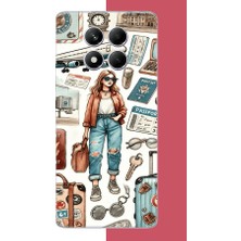Aksesuarist Redmi Note 14 Pro Plus Uyumlu Vintage-Travel Baskılı Silikon Kılıf