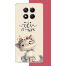 Aksesuarist Redmi Note 14 Pro Plus Uyumlu Çiçek Taçlı Kedi Baskılı Silikon Kılıf