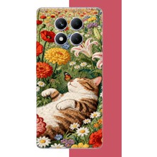 Aksesuarist Redmi Note 14 Pro Plus Uyumlu Nakışlı Kedi Baskılı Silikon Kılıf